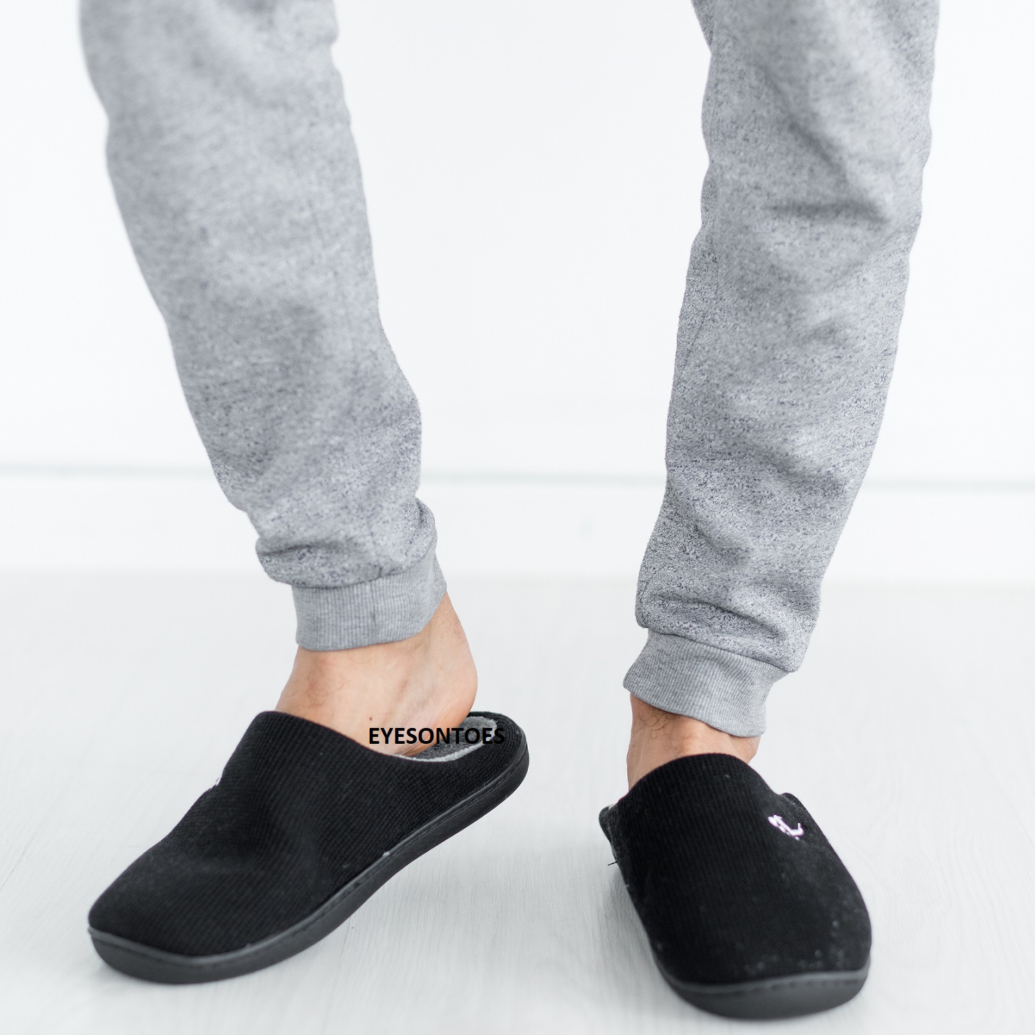 MENS SLIP ON FLEECE LINED COTTON MEMORY FOAM INDOOR WARM CLOG SLIPPERS